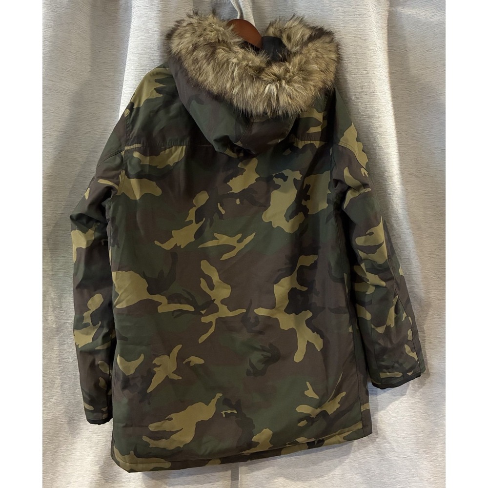 Polo Ralph Lauren Green Camo Fur Hoodie Puffer Jacket Size XL Preppy - Picture 4 of 7